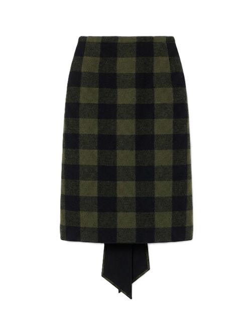 Gonna midi in tessuto tartan N°21 | C0523126Q591 QUADRO FONDO VERDE